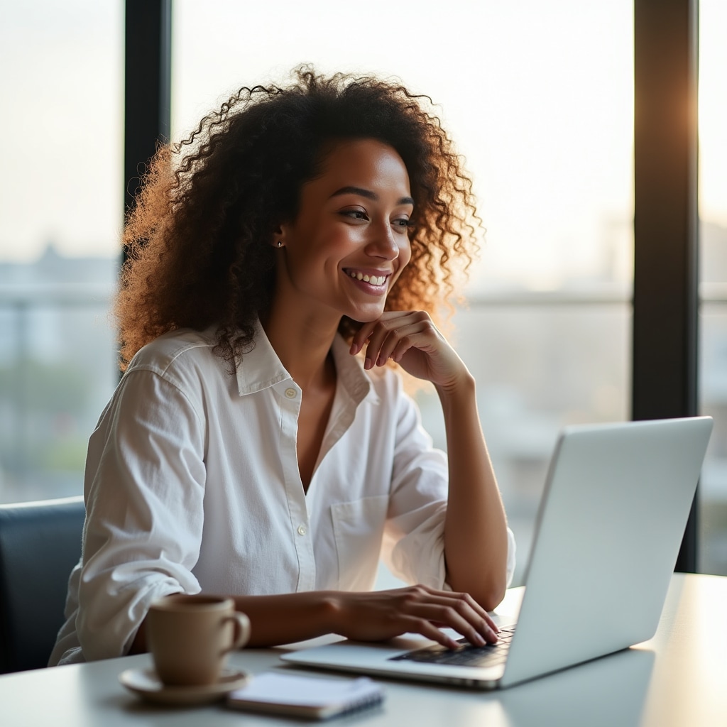 Young professional learning real estate concepts on laptop at modern desk